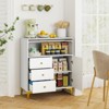 Tangkula 37.5" Tall Dresser Chest of Drawers w/ Flip-up Fluted Glass Door 2 Cabinets - 2 of 4