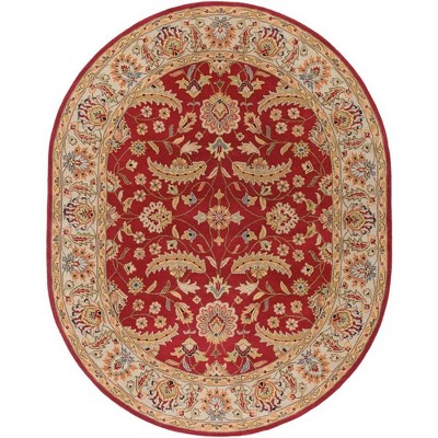 Mark & Day Cochrane 6'x9' Oval Tufted Indoor Area Rugs Dark Red: Wool, Stain-Resistant, Handmade, Traditional Style