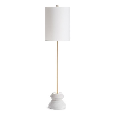 Plum & Post 34.5" Kaiden 25W Whitewash Modern Premium Tall Geometric Lamp w/ Fabric Shade