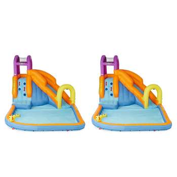 Magic Time International Mega Tornado Twist Inflatable Kids Water Park w/ Slide, Water Cannon, Splash Pool, & Climbing Wall for Ages 5 & Up (2 Pack)