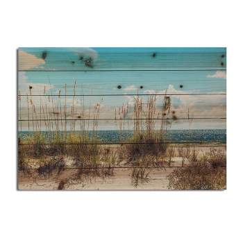 18" x 26" Sand Dunes Print on Planked Wood Wall Sign Panel Blue - Gallery 57