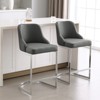 Bekrvio Bar Stools, 26” Counter Height with Back - Upholstered PU Leather/Velvet  Steel U-Shaped Base for Kitchen Counter Island - 3 of 4
