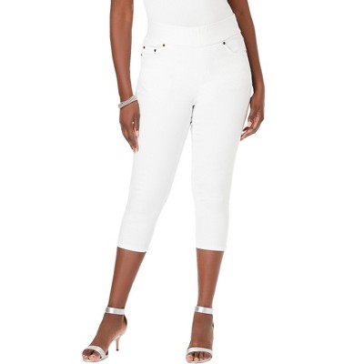 Jessica London Women's Plus Size Comfort Waist Stretch Denim Capris