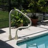 Saftron 26" x 30" Figure 4 Steel 3 Bend Outdoor In-Ground Swimming Pool Return to Deck Entry/Exit Handrail Accessory with Polymer Coating, Beige - 2 of 3