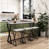 Modern Design Kitchen Dining Table, Pub Table with X-Shaped Table Legs, Long Dining Table Set with 3 Stools - 2 of 4