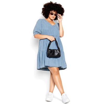 Haut Femme Taille 22/24 Avenue - Manches Courtes Bleu Clair Avec Studs Argentés - Occasion Très Bon État