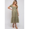 PinkBlush Olive Gingham Smocked Maternity Midi Dress - 2 of 4