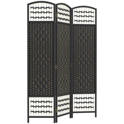 NicBex 5.6' Tall 3-panel Room Divider Folding Privacy Screen for Room Separation, Wave Fiber Freestanding Wall Partition, Black
