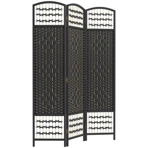 NicBex 5.6' Tall 3-panel Room Divider Folding Privacy Screen for Room Separation, Wave Fiber Freestanding Wall Partition, Black - 1 of 4