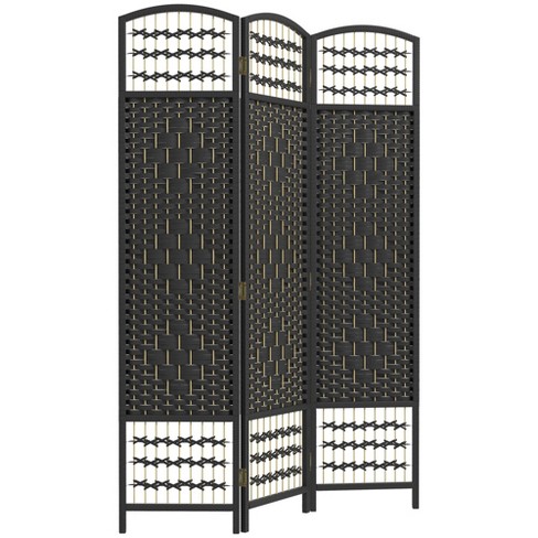 NicBex 5.6' Tall 3-panel Room Divider Folding Privacy Screen for Room Separation, Wave Fiber Freestanding Wall Partition, Black - image 1 of 4