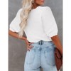 Women's Lightweight Short Sleeve Crewneck Sweaters Knit Pullover Tops with Casual Crochet Sleeve Blouse,Bleach(Basic Sleeve) - M - 3 of 3