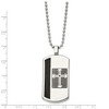Chisel Stainless Steel Brushed and Black IP-plated Cable Inlay Cross Dog Tag on a 22" Ball Chain Necklace - 3 of 3