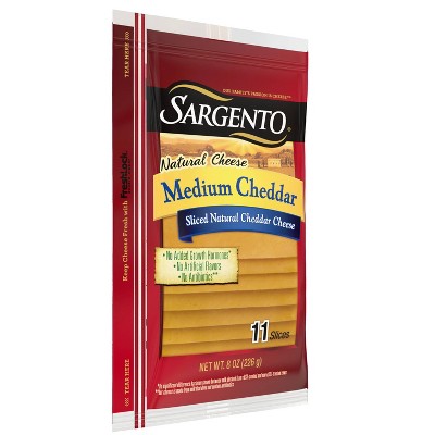 Sargento Natural Medium Cheddar Sliced Cheese - 8oz/11 Slices : Target