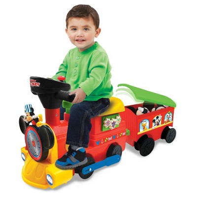 Mickey Mouse Multi-Color Battery-Powered Ride-On Train with Caboose