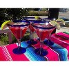 Dos Sueños Mexican Hand Blown  Modern Margarita Glasses - Blue Rim - 12oz - Set of 4 - 4 of 4