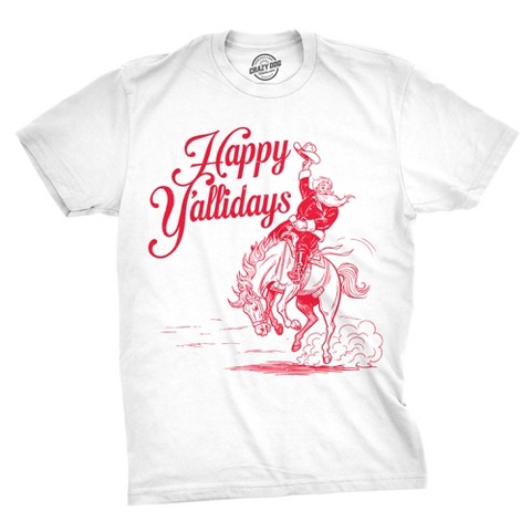 Мужские футболки Crazy Dog T-Shirts, Inc. Mens Funny T Shirts Happy Yallidays Sarcastic Christmas Graphic Novelty Tee For Men - Crazy Dog Men's T Shirt Gift For Christmas White M