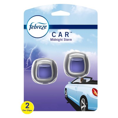 Febreze Car Odor-Eliminating Car Freshener Vent Clip Midnight Storm - 06oz & Car Vent Clip -  2ct