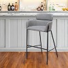 HomeRoots 30" Slate Gray And Black Fabric And Steel Bar Height Bar Chair - 2 of 4