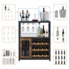 3-Tier Wine Bar Cabinet with Detachable Rack, Storage Buffet with Glass Holder & Mesh Door, for Kitchen Living Room Bar - 3 of 4