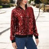 Anna-Kaci Women's Sequin Jacket Sparkle Long Sleeve Front Zip Casual Blazer Bomber Jacket With Pockets - 4 of 4