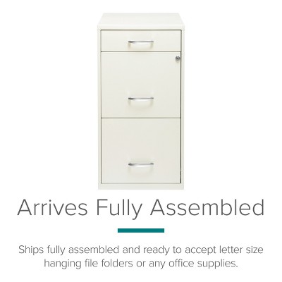 Pearl White Vertical Lockable 3-Drawer Metal File Cabinet