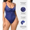 SHAPELLX Lace Bodysuit for Women Tummy Control Shapewear Backless Body Suits One Piece Body Shaper Thongs—Blue 38 - 3 of 3