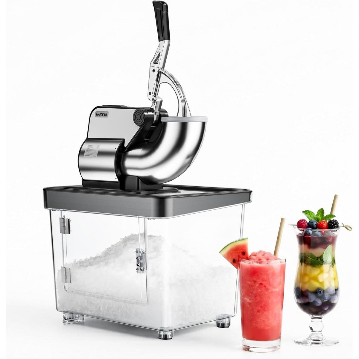 Garvee Snow Cone Machine, 1450RPM High Efficiency Ice Shaver, Heavy-Duty Blades, Multi-Purpose for Indoor Commercial & Home Use