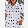 Amaryllis Women’s Polka Dot Button Front Puff Sleeve Tiered Babydoll Mini Dress with Collar and Side Pockets Light Dress - 3 of 4