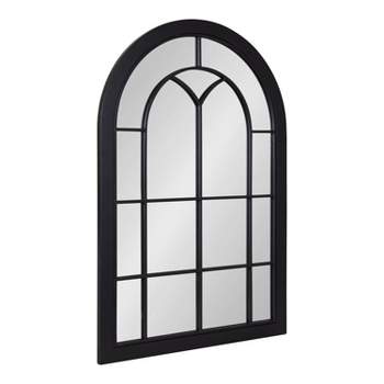 24"x36" Joffrey Arch Windowpane Framed Wall Mirror Black - Kate & Laurel All Things Decor
