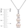 EVERLY JEWELRY | Sterling Silver  White Cultured Freshwater Pearl and Diamond Drop Pendant with Chain, 18" - 4 of 4