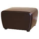 Full Leather Ottoman with Rounded Sides Dark Brown - Baxton Studio