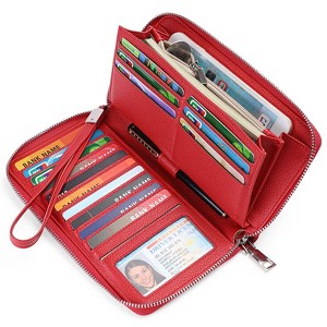 Clotth Womens RFID Blocking Wallet - Large Capacity PU Leather Zip Around Clutch with Detachable Wristlet, Easy to Use for Daily & Travel - 1 of 4