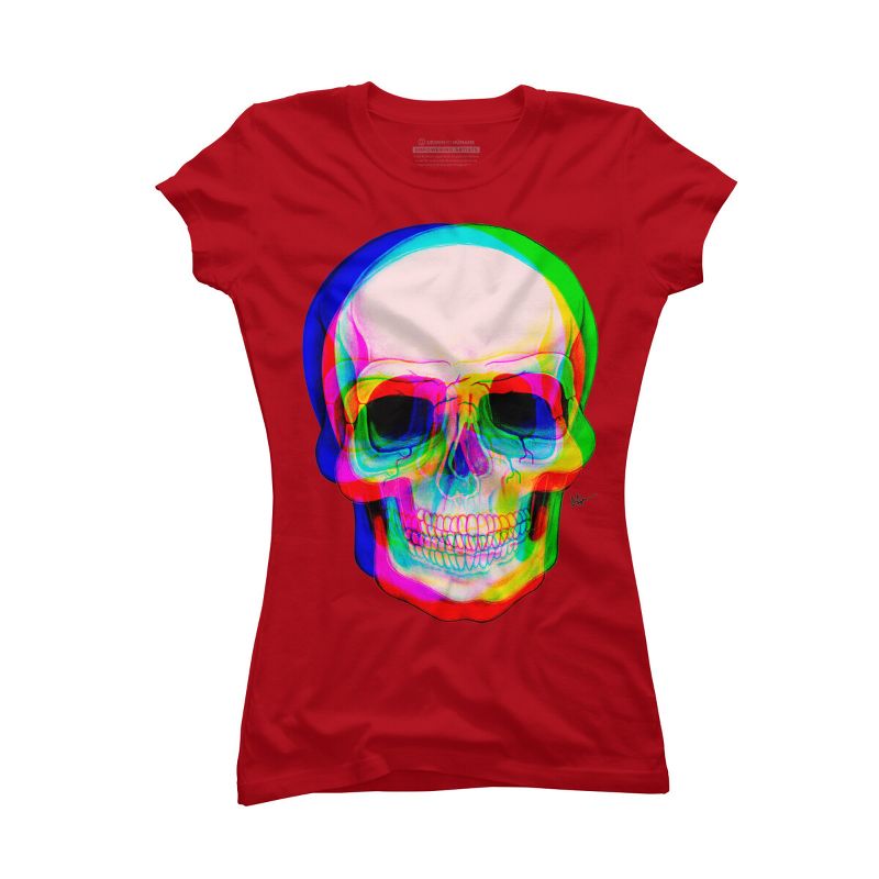 Junior's Design By Humans 3D Skull By AdrianFilmore T-Shirt, 1 of 4