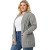 Agnes Orinda Women's Plus Size Open Front Long Sleeve Loose Casual Knit Cardigans with Pocket - 2 of 4