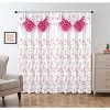 Home Mart Goods Pink White Luxury Floral Embroidery Rod Pocket Window Panel Attached Valance Satin Backing 2 Tie Backs Curtain Set (2 Panels) - 2 of 4