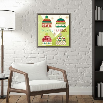 Amanti Art Winter Wishes III (Hat) by Veronique Charron Canvas Wall Art Print Framed 16 x 16-in.