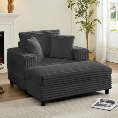 Mjkone 43" W Oversized Chaise Lounge Chair Indoor with Ottoman
