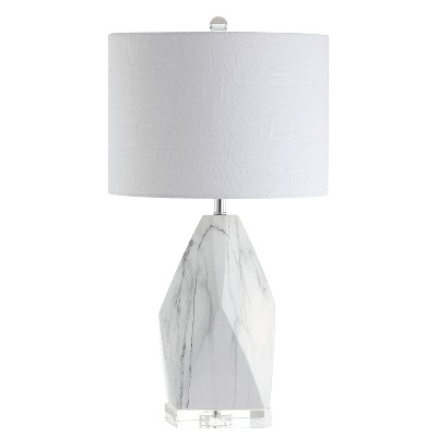 Oslo 25.5" White Ceramic Marble Crystal LED Table Lamp
