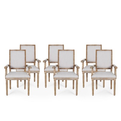 Set of 6 Maria French Country Wood Upholstered Dining Chairs - Christopher Knight Home