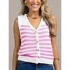Coolmee Women's Striped Button Down Sweater Vest Casual V Neck Sleeveless Knitted Tank Tops - 4 of 4