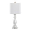 LumiSource (Set of 2) Bishop 24" Contemporary Glass Table Lamps Clear Seeded Glass Brushed Nickel and White Linen Shade from Grandview Gallery - 2 of 4