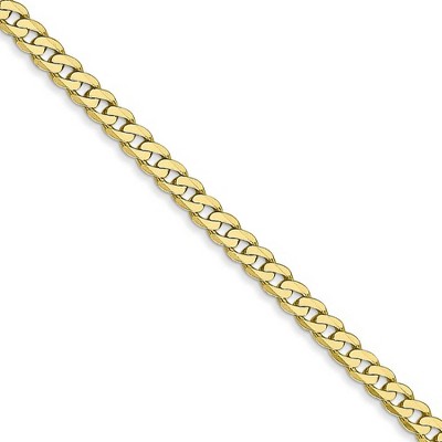 Black Bow Jewelry 2.9mm 10k Yellow Gold Flat Beveled Curb Chain Necklace