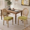 QingMoon French Style Dining Chairs Set of 2, Linen Fabric Kitchen Chairs, Farmhouse Country Accent Chairs with Rattan Back for Dining Room - 2 of 4
