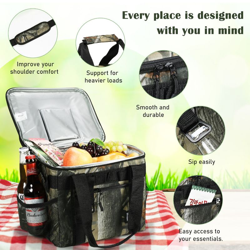 Tirrinia 24 Cans Soft-Sided Coolers with Adjustable Shoulder Strap and Bottle Opener, Small Opening Design, 5 of 8