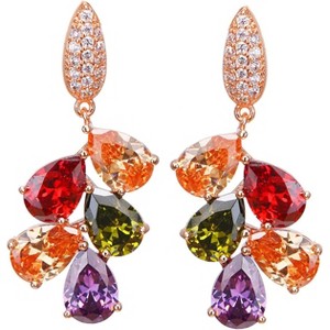 Bangle Bracelets for Women with Created Gemstones in Garnet Amethyst Peridot Morganite, Rose Gold Plated Jewelry Set - 1 of 4