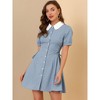 INSPIRE CHIC Women's Vintage Peter Pan Collar Short Sleeve Button Down A-Line Mini Dress - 2 of 4