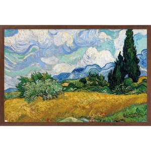 Trends International Wheat Field with Cypresses Framed Wall Poster Prints - 1 of 4