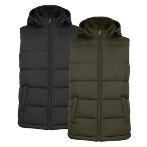 Spire By Galaxy Men's Heavyweight Hooded Puffer Vest -2 Pack - 1 of 4