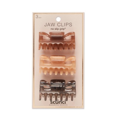 scunci Basics Medium No Slip Jaw Clips - Glossy Neutral - 3pk