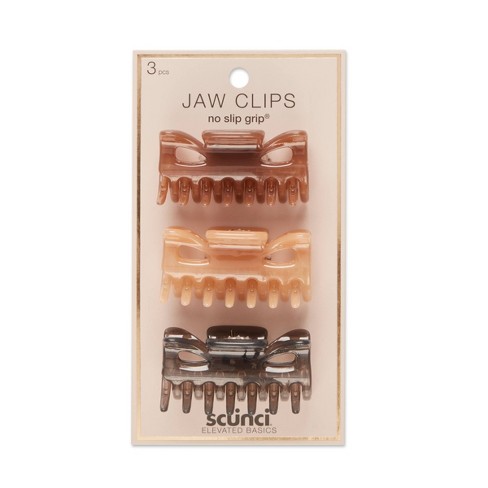 Scunci Medium No Slip Grip Jaw Clips - Glossy Neutral - 3ct : Target